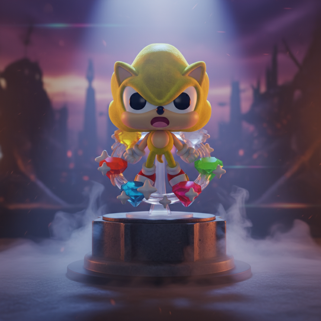 Pop! Plus Super Sonic avec Emeraudes (Flocked)