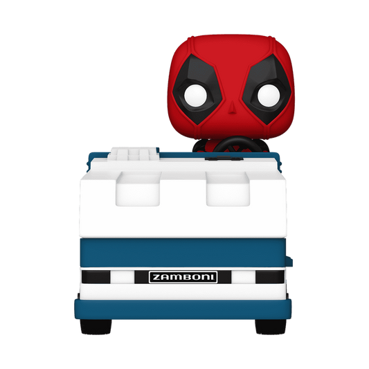 Pop! monta o Deadpool Super Deluxe em uma máquina Zamboni