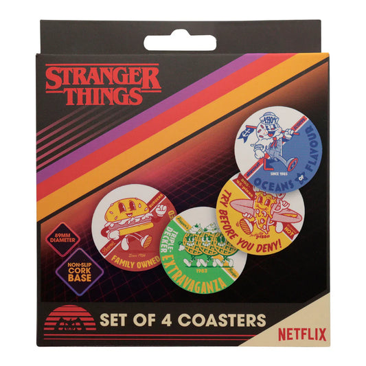 stranger things set of 4 coasters fanattik