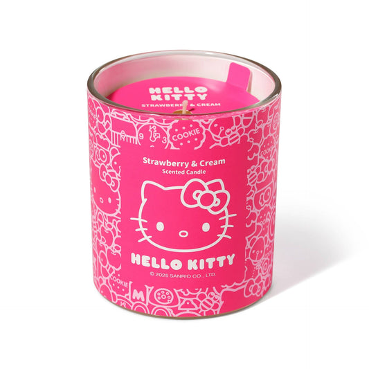 Bougie Imprimé Original Hello Kitty, Parfum Fraise & Crème