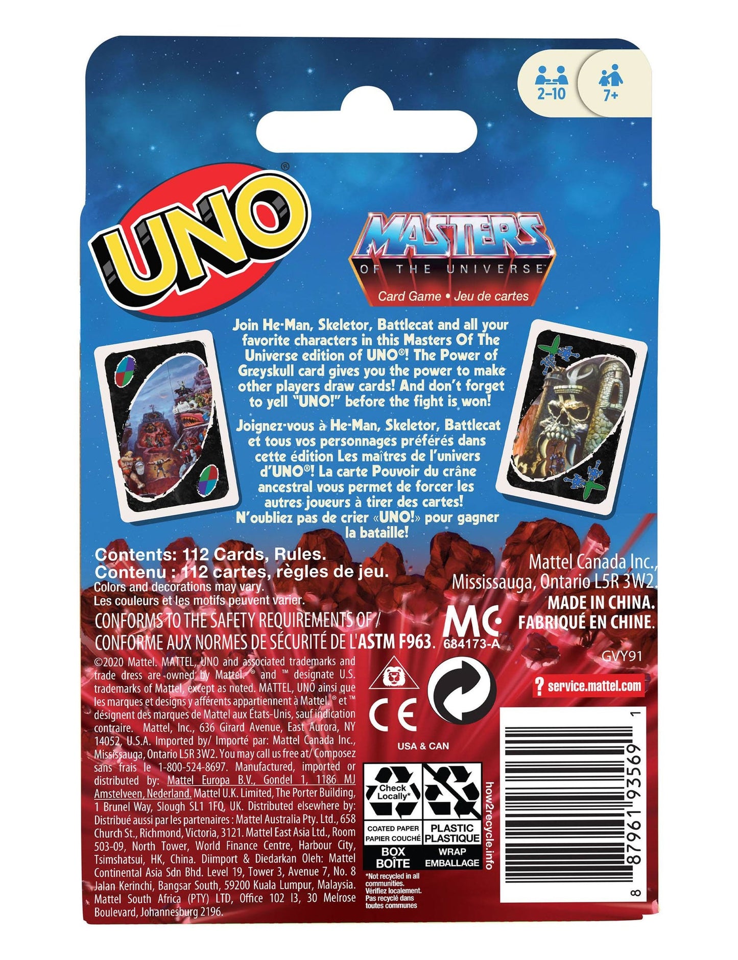 Juego de Cartas UNO - Masters del Universo