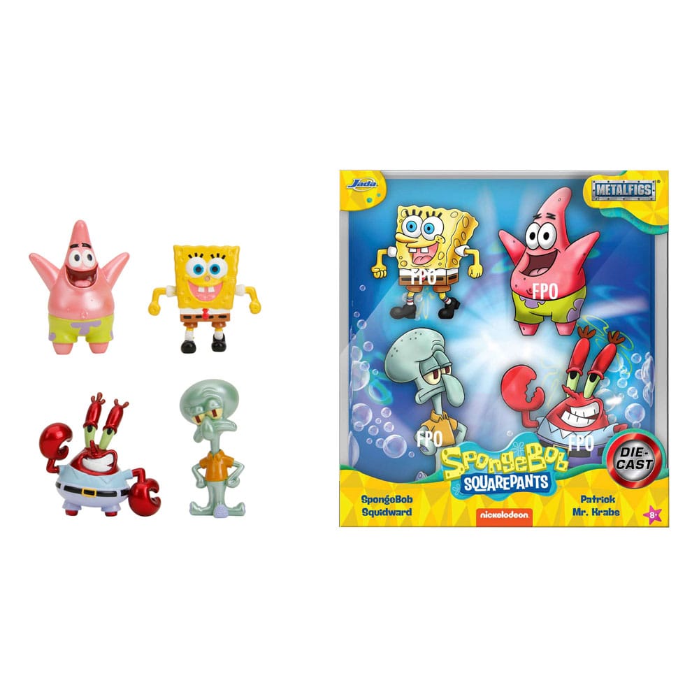 Bob Esponja: pacote com 4 bonecos Diecast Nano Metalfigs - Onda 1