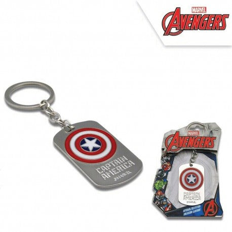 Porte clés Plaque Captain America 3D Univers rétro