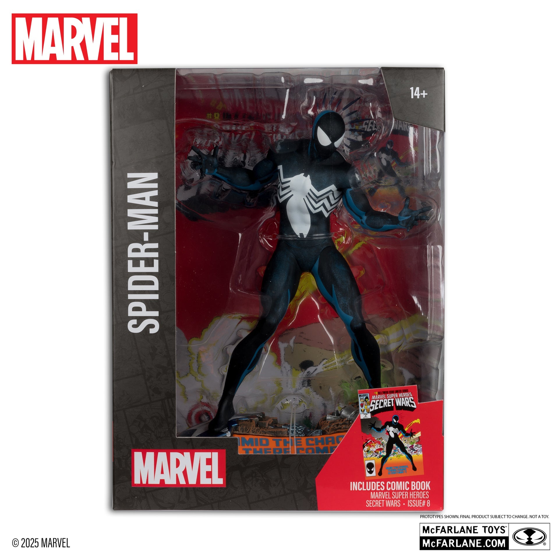 spider man 1 6th scale collectible with scene comic marvel super heroes secret wars 8 mcfarlane toys