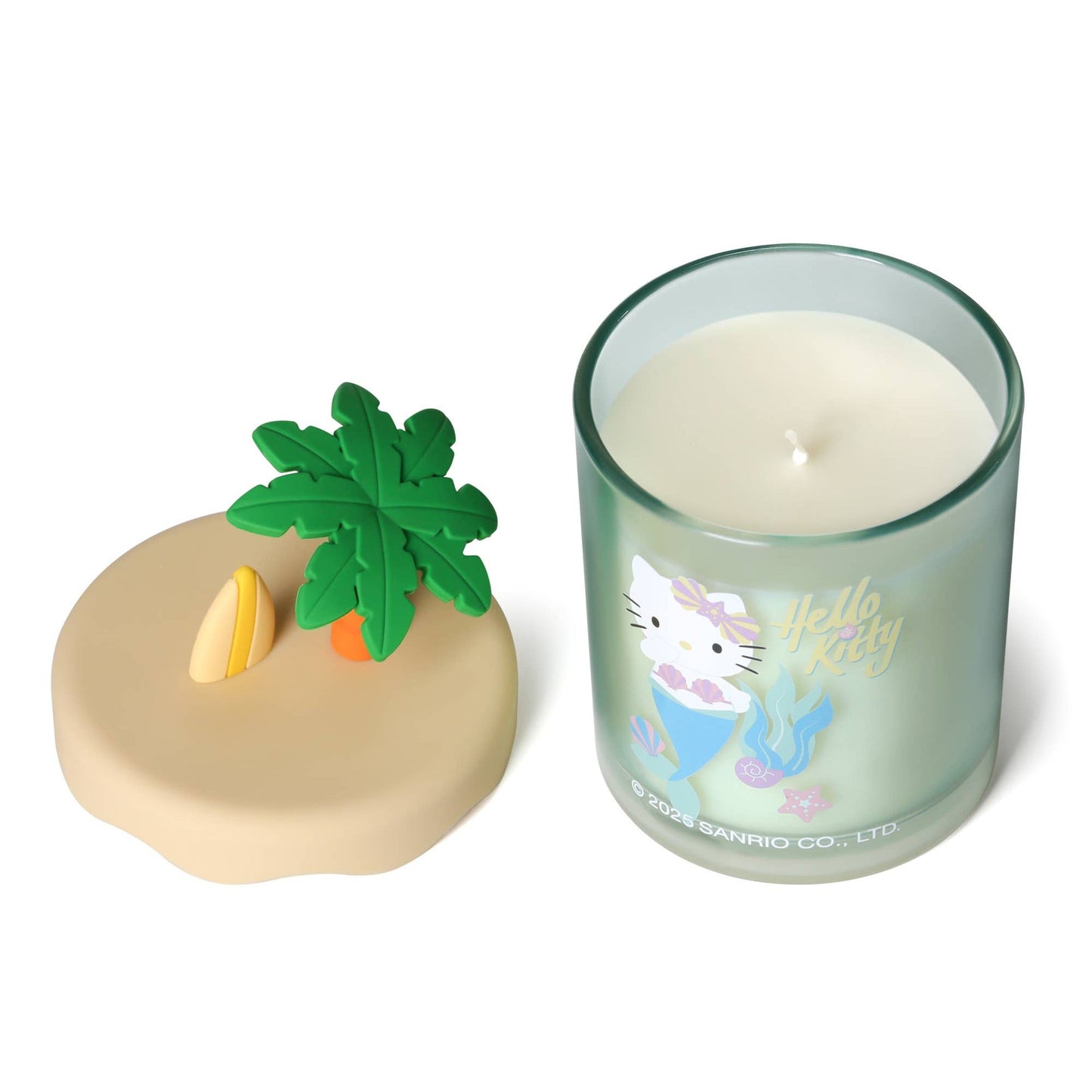 Bougie à thème estival avec couvercle en silicone 3D, parfum Piña Colada