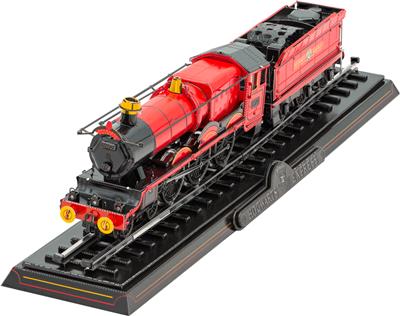 MetalEarth: HARRY POTTER / HOGWARTS EXPRESS s/ RAILS 19,1x3,8x4,1cm, maquette 3D en métal avec 5 feuilles, sur carte 12x17cm, 14+