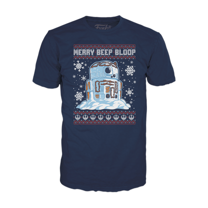 snowman r2 d2 merry beep bloop boxed tee