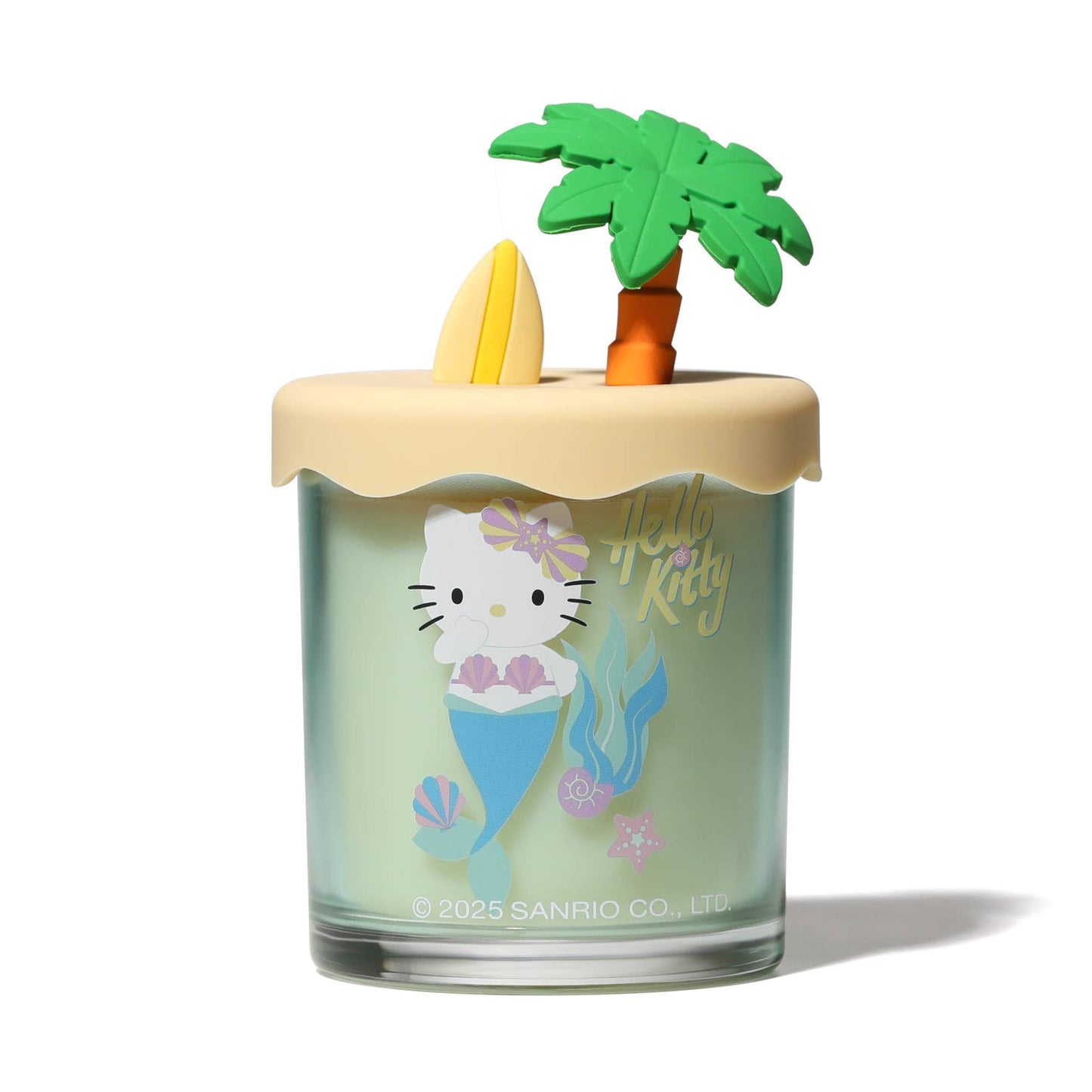 Bougie à thème estival avec couvercle en silicone 3D, parfum Piña Colada