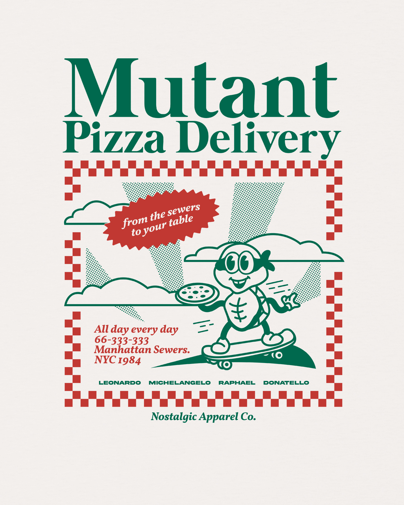 t shirt mutant pizza delivery nostalgic apparel