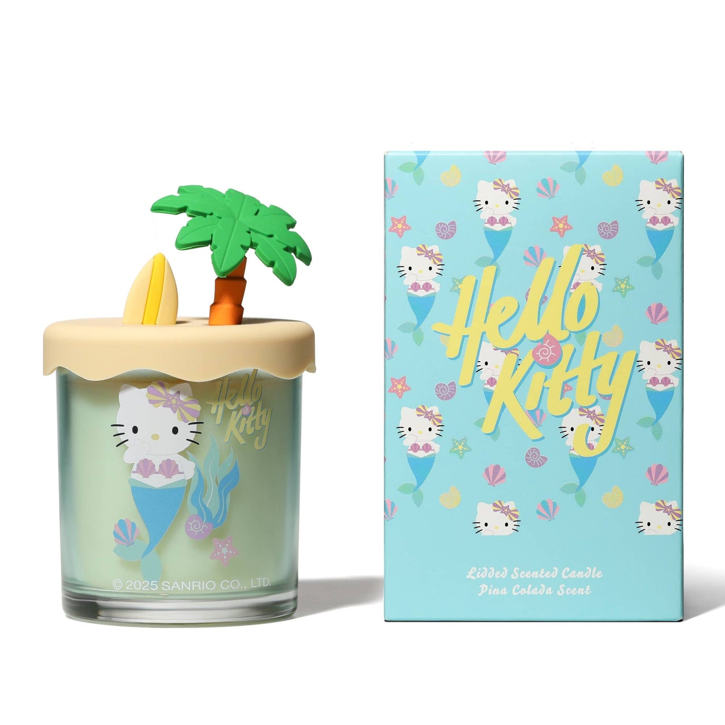 Bougie à thème estival avec couvercle en silicone 3D, parfum Piña Colada