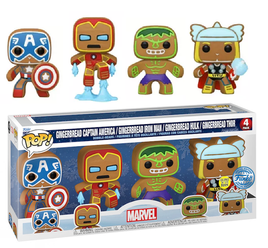 MARVEL - Holiday Gingerbread - 4 Pack Funko Pop GITD SPECIAL EDITION